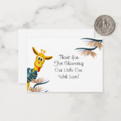熱帯のかわいいキリンのベビーシャワーサンキューカード ノートカード (正面/裏面インサイチュ)