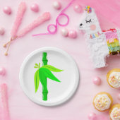 熱帯のがある緑の竹離れの茎 ペーパープレート (パーティー)