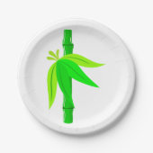 熱帯のがある緑の竹離れの茎 ペーパープレート (正面)