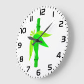 熱帯のがある緑の竹離れの茎 ラージ壁時計 (傾斜)