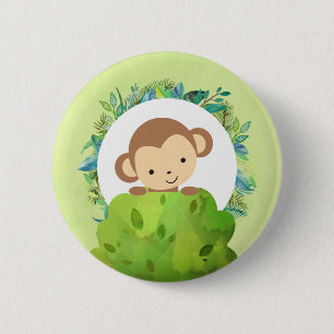 熱帯のが生息するかわいいサファリ葉サル 缶バッジ