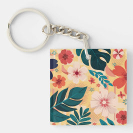 熱帯のはっきりしたフローラ離れと花 キーホルダー