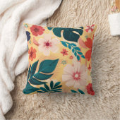 熱帯のはっきりしたフローラ離れと花 クッション (ブランケット)