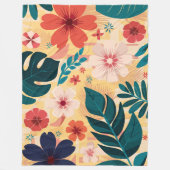 熱帯のはっきりしたフローラ離れと花 フリースブランケット (正面)