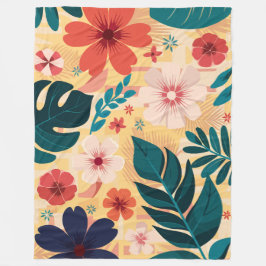 熱帯のはっきりしたフローラ離れと花 フリースブランケット