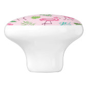 熱帯のを持つピンク葉のフラミンゴ セラミックノブ (側面)