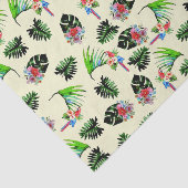熱帯のオウムと葉の水彩パターン 薄葉紙 (詳細)