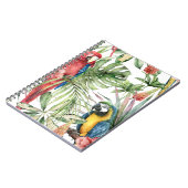 熱帯のオウム、ハイビスカス：水の色パターン。 ノートブック (左側)