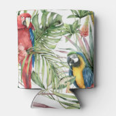 熱帯のオウム、ハイビスカス：水の色パターン。 缶クーラー (裏面)