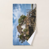 熱帯のサンゴ露頭の上の絵のような家 バスタオルセット (ハンドタオル)