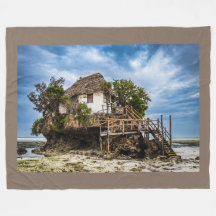 熱帯のサンゴ露頭の上の絵のような家