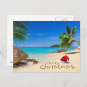 熱帯のサンタハットとメリークリスマス シーズンポストカード (正面/裏面)