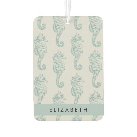 熱帯のシーホース、シーホースのパターン、あなたの名前 カーエアーフレッシュナー (裏面)