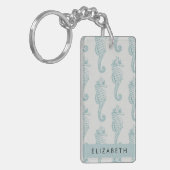 熱帯のシーホース、シーホースのパターン、あなたの名前 キーホルダー (正面左)