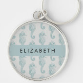 熱帯のシーホース、シーホースのパターン、あなたの名前 キーホルダー (正面)