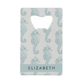 熱帯のシーホース、シーホースのパターン、あなたの名前 クレジットカード栓抜き (正面)