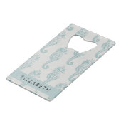 熱帯のシーホース、シーホースのパターン、あなたの名前 クレジットカード栓抜き (裏面アングル)