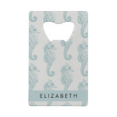 熱帯のシーホース、シーホースのパターン、あなたの名前 クレジットカード栓抜き (裏面)