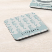 熱帯のシーホース、シーホースのパターン、あなたの名前 コースター (左側)