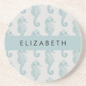 熱帯のシーホース、シーホースのパターン、あなたの名前 コースター (正面)