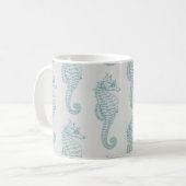 熱帯のシーホース、シーホースのパターン、あなたの名前 コーヒーマグカップ (正面左)