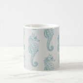 熱帯のシーホース、シーホースのパターン、あなたの名前 コーヒーマグカップ (中央)