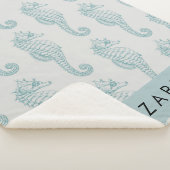 熱帯のシーホース、シーホースのパターン、あなたの名前 シェルパブランケット (3/4)