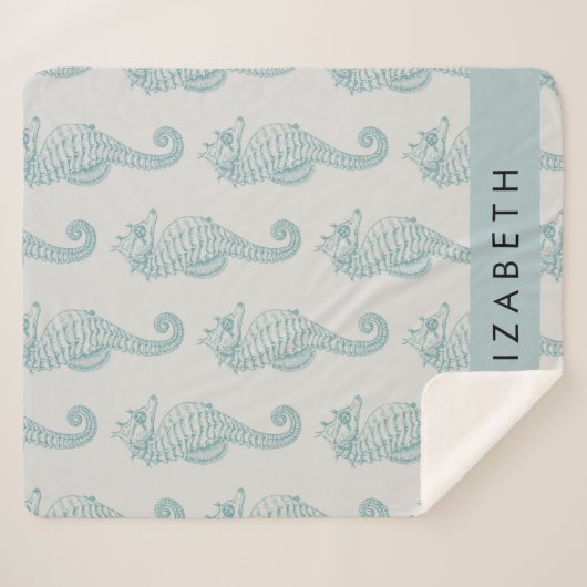 熱帯のシーホース、シーホースのパターン、あなたの名前 シェルパブランケット (正面(横))