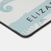 熱帯のシーホース、シーホースのパターン、あなたの名前 デスクマット (コーナー)