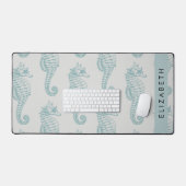 熱帯のシーホース、シーホースのパターン、あなたの名前 デスクマット (キーボード&マウス)