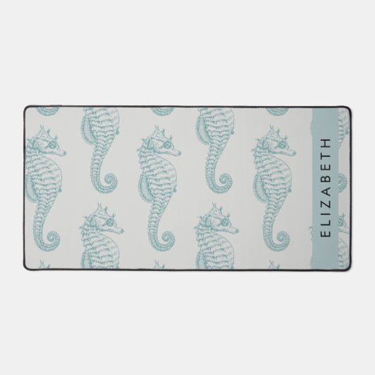 熱帯のシーホース、シーホースのパターン、あなたの名前 デスクマット (正面)