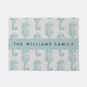 熱帯のシーホース、シーホースのパターン、あなたの名前 ドアマット (正面)