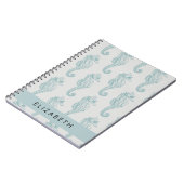 熱帯のシーホース、シーホースのパターン、あなたの名前 ノートブック (左側)