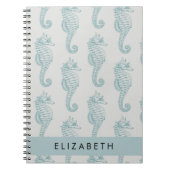 熱帯のシーホース、シーホースのパターン、あなたの名前 ノートブック (正面)