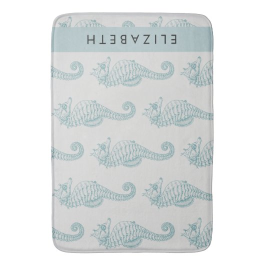 熱帯のシーホース、シーホースのパターン、あなたの名前 バスマット (正面縦)