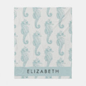 熱帯のシーホース、シーホースのパターン、あなたの名前 フリースブランケット (正面)