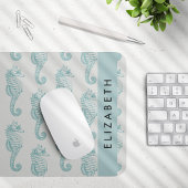 熱帯のシーホース、シーホースのパターン、あなたの名前 マウスパッド