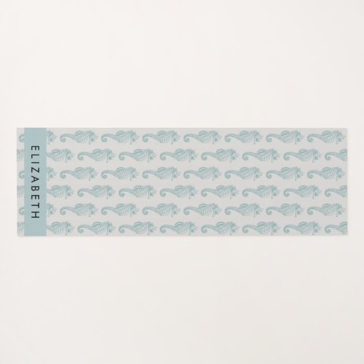 熱帯のシーホース、シーホースのパターン、あなたの名前 ヨガマット (裏面(横))