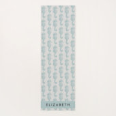 熱帯のシーホース、シーホースのパターン、あなたの名前 ヨガマット (裏面)