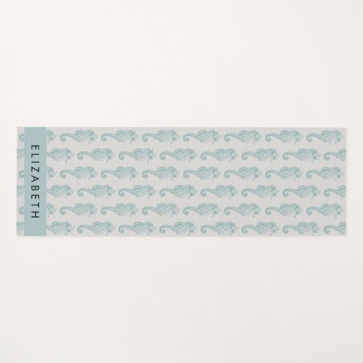 熱帯のシーホース、シーホースのパターン、あなたの名前 ヨガマット (正面(横))