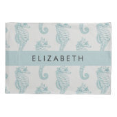 熱帯のシーホース、シーホースのパターン、あなたの名前 枕カバー (裏面)