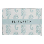 熱帯のシーホース、シーホースのパターン、あなたの名前 枕カバー (正面)