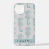 熱帯のシーホース、シーホースのパターン、あなたの名前 iPhoneケース (裏面)