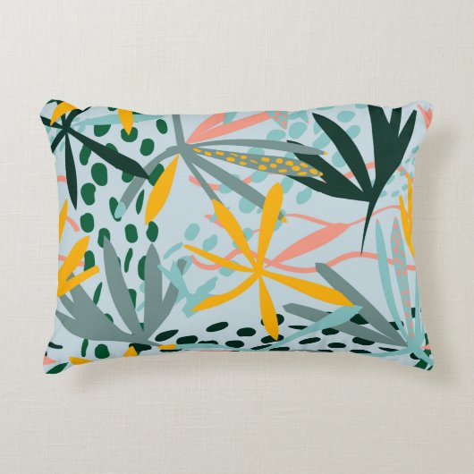 熱帯のシームレスなテクスチャ(ヤシの葉、ラスター) アクセントクッション (正面)