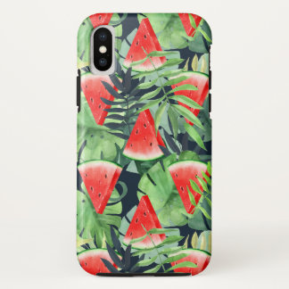 熱帯のスイカ葉スライス iPhone X ケース