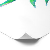 熱帯のタカンの鳥とピンクの花 ポスター (角)