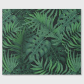 熱帯のナイトグリーンの継ぎ目のない模様 ラッピングペーパー (フラット)