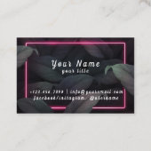 熱帯のネオンフレーム葉ベクタ 名刺 (裏面)