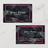 熱帯のネオンフレーム葉ベクタ 名刺 (正面/裏面)