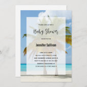 熱帯のパームの木々赤ちゃんビーチシャワー 招待状 (正面/裏面)